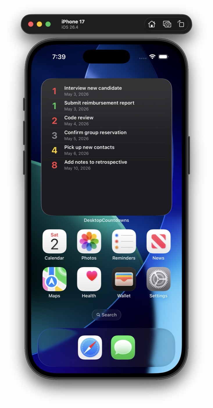 iPhone home screen widget, dark