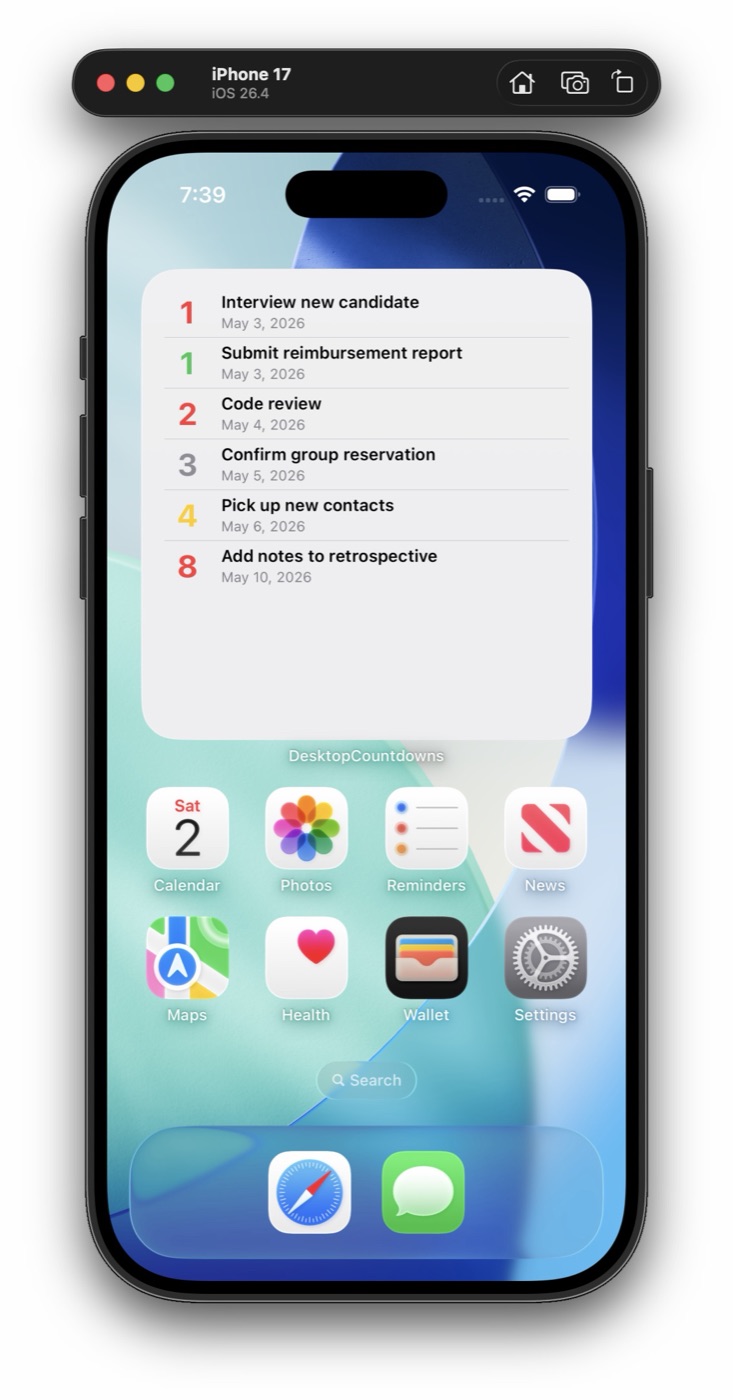 iPhone home screen widget, light