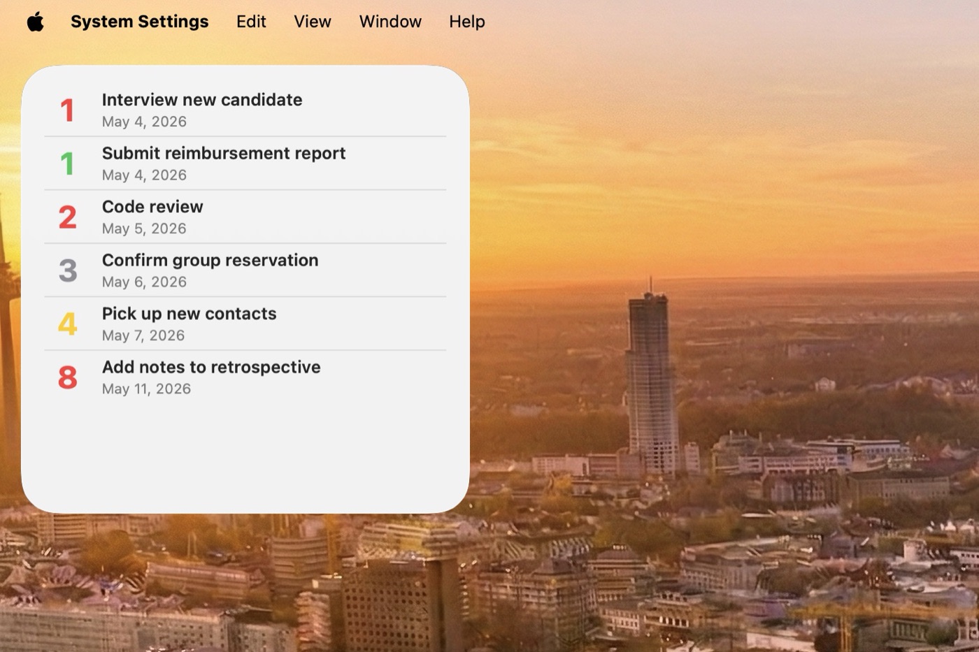 macOS desktop widget, light